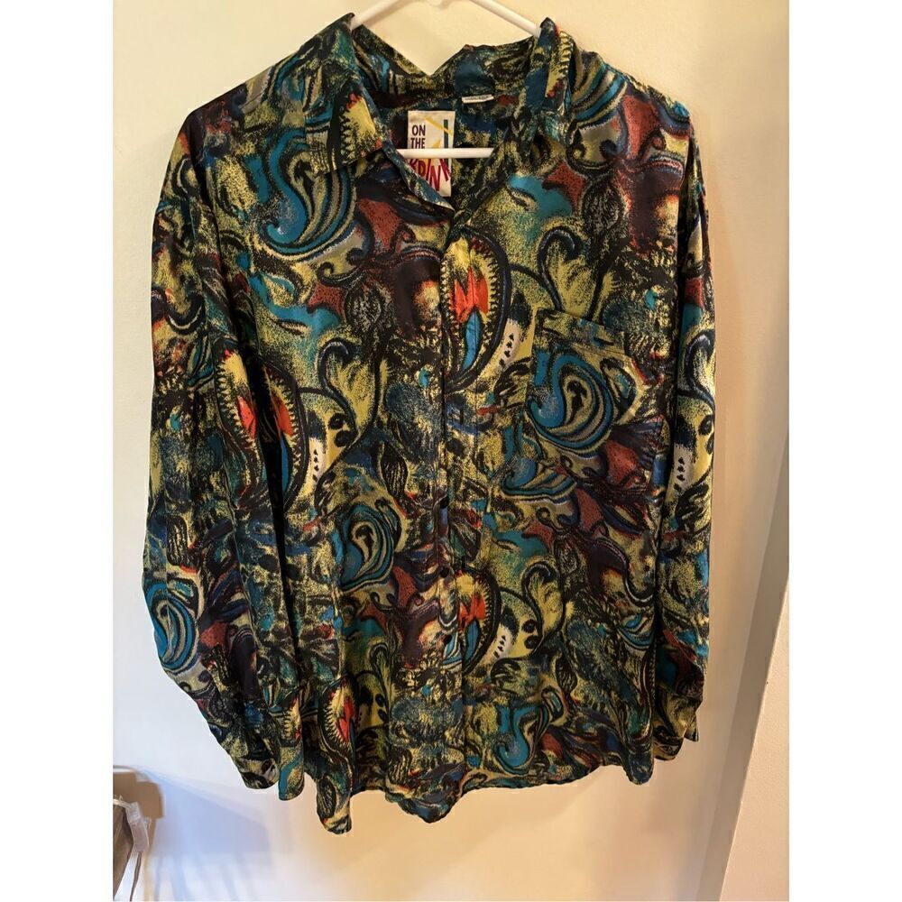 ON THE BRINK Vintage Silk Button Up Shirt